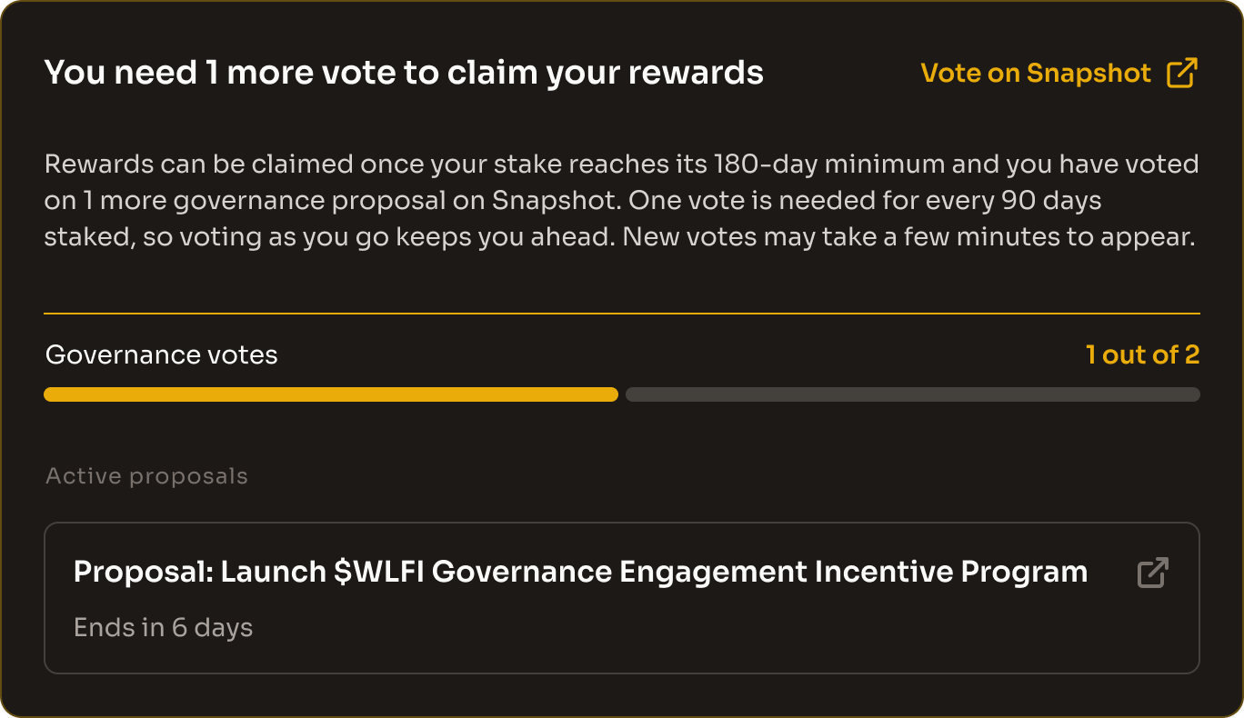 The votes card with the Governance votes meter and the list of active proposals